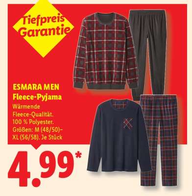 ESMARA MEN Fleece-Pyjama