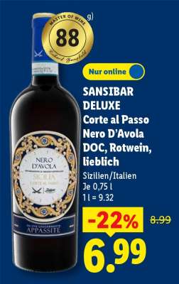 SANSIBAR DELUXE Corte al Passo Nero D’Avola DOC, Rotwein, lieblich
