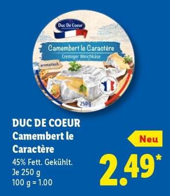DUC DE COEUR Camembert le Caractère