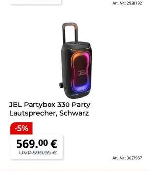JBL Partybox 330 Party Lautsprecher, Schwarz