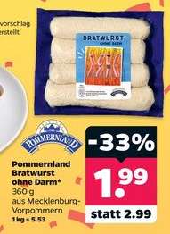 Pommernland Bratwurst ohne Darm*
