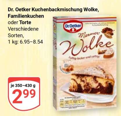 Dr. Oetker Kuchenbackmischung Wolke, Familienkuchen oder Torte