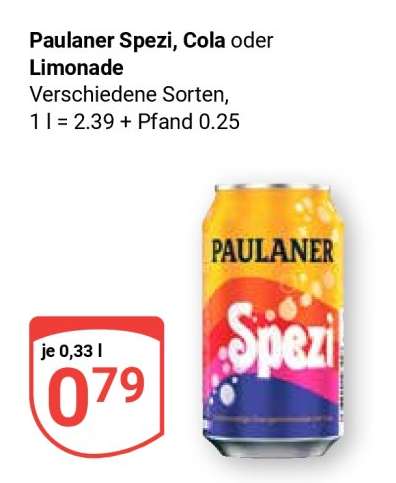 Paulaner Spezi, Cola oder Limonade