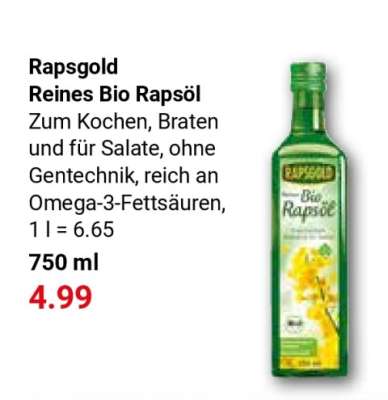Rapsgold Reines Bio Rapsöl