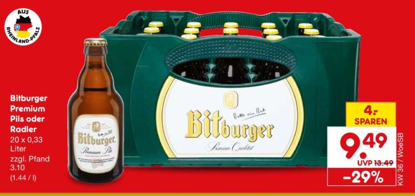 Bitburger Premium Pils oder Radler
