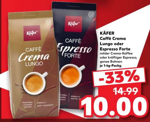 KÄFER Caffè Crema Lungo oder Espresso Forte