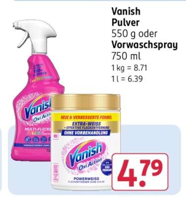 Vanish Pulver 550 g oder Vorwaschspray 750 ml