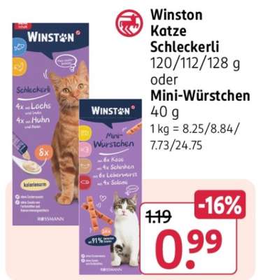 Winston Katze Schleckerli oder Mini-Würstchen