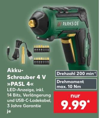 Akku-Schrauber 4 V »PASL 4«