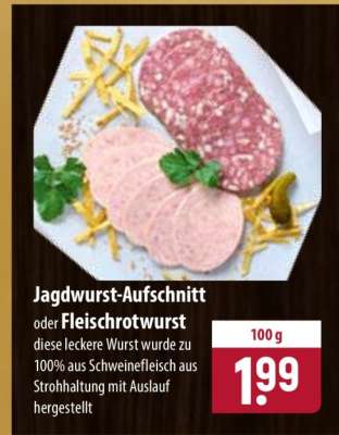 Jagdwurst-Aufschnitt oder Fleischrotwurst