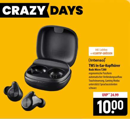 Intenso TWS In-Ear-Kopfhörer Buds Micro T200
