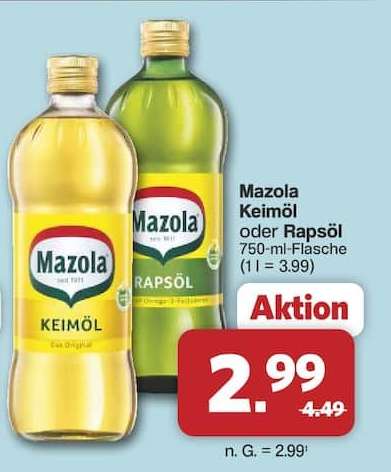Mazola Keimöl oder Rapsöl