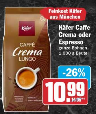 Käfer Caffè Crema oder Espresso