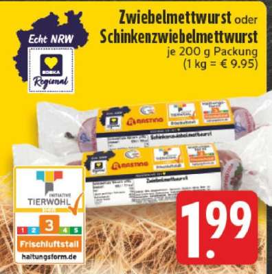 Zwiebelmettwurst oder Schinkenzwiebelmettwurst