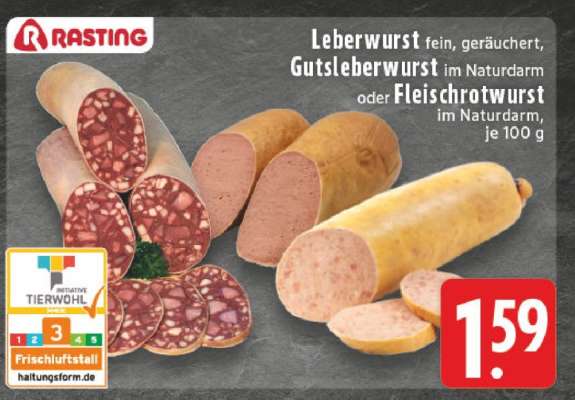 Leberwurst, Gutsleberwurst oder Fleischrotwurst
