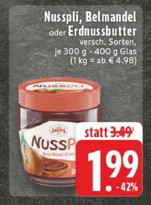 Nusspli, Belmandel oder Erdnussbutter