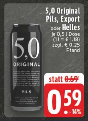5,0 ORIGINAL Pils, Export oder Helles