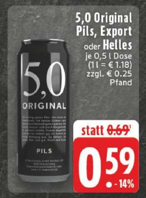 5,0 ORIGINAL Pils, Export oder Helles