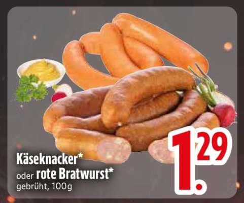 Käseknacker oder rote Bratwurst