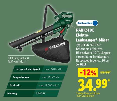Parkside Elektro-Laubsauger/-bläser