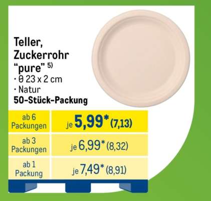 Teller, Zuckerrohr 'pure'
