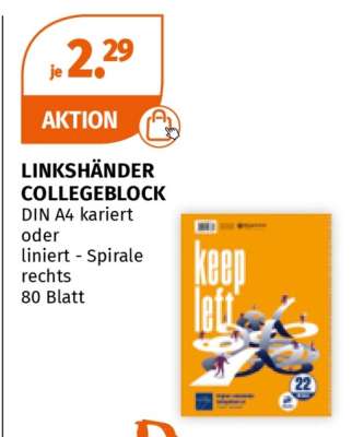 LINKSHÄNDER COLLEGEBLOCK