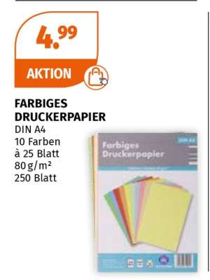 FARBIGES DRUCKERPAPIER