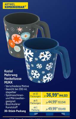 Koziol Mehrweg Henkel tasse MUKK