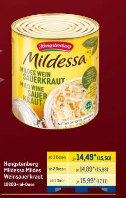 Hengstenberg Mildessa Mildes Weinsauerkraut