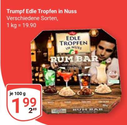 Trumpf edle Tropfen in Nuss