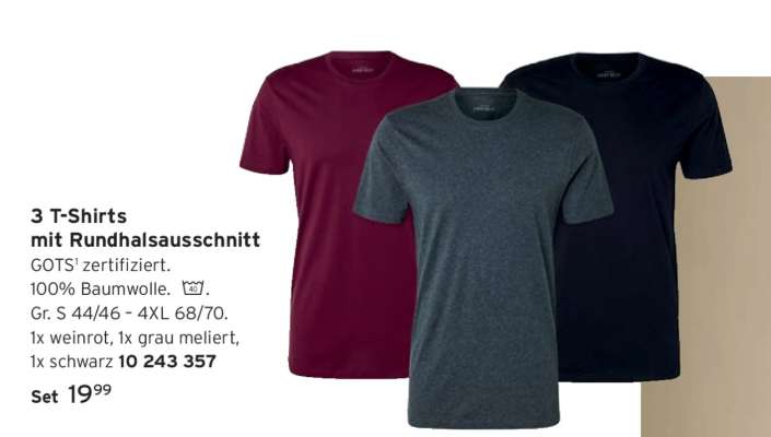3 T-Shirts mit Rundhalsausschnitt