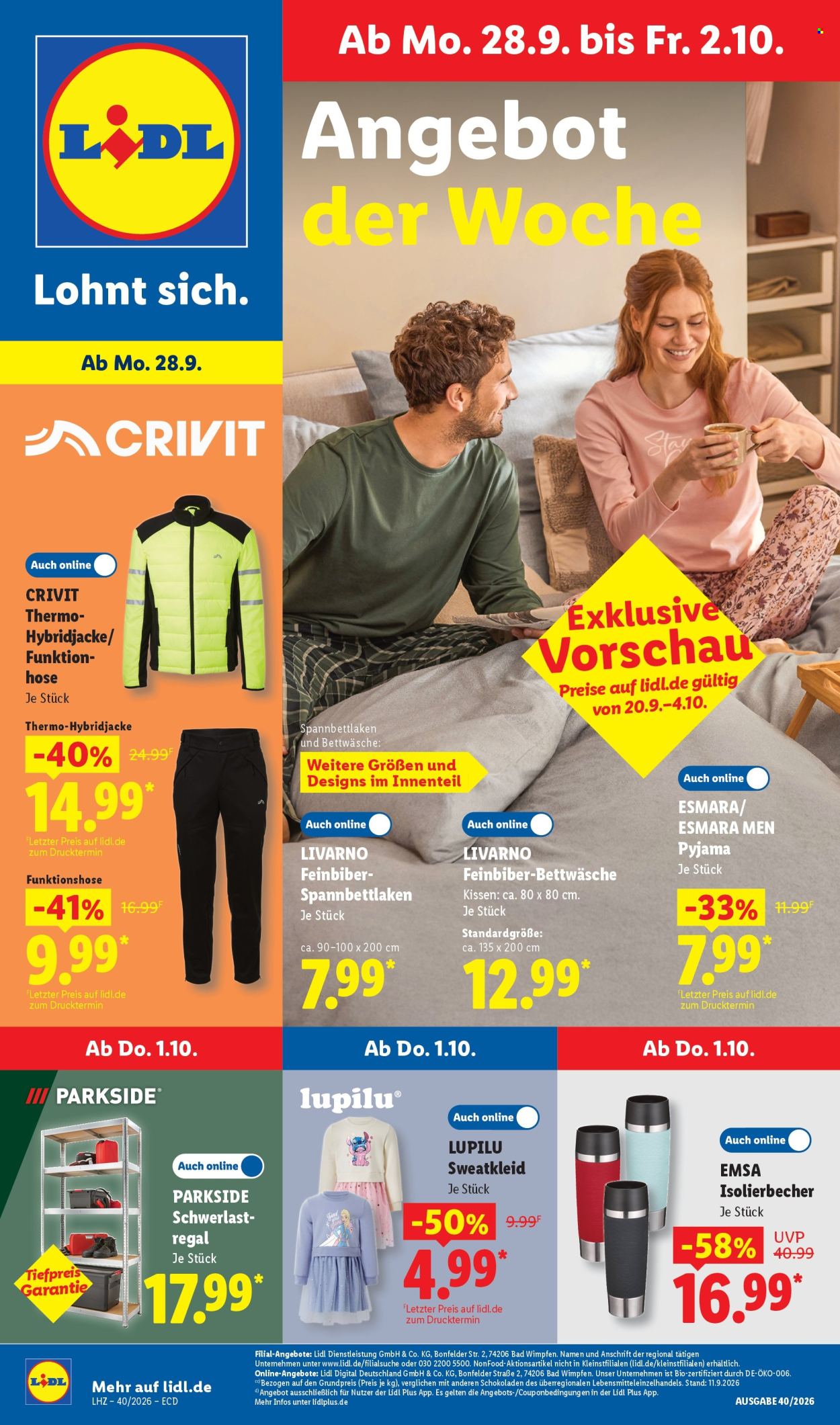 Lidl Prospekte  - 28.9.2026 - 2.10.2026. Seite 1