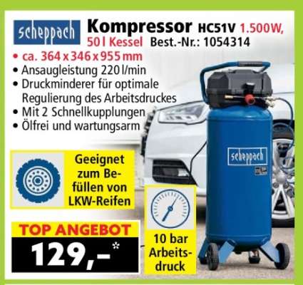 Kompressor HC51V 1.500W, 50l Kessel