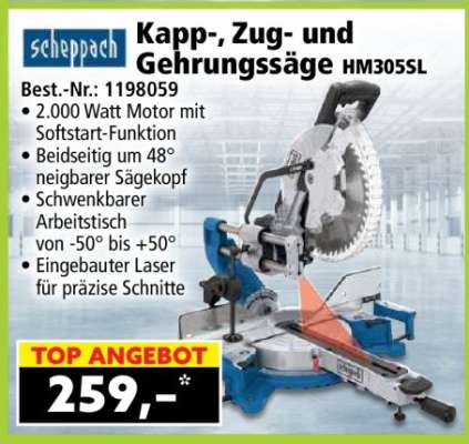 Kapp-, Zug- und Gehrungssäge HM305SL
