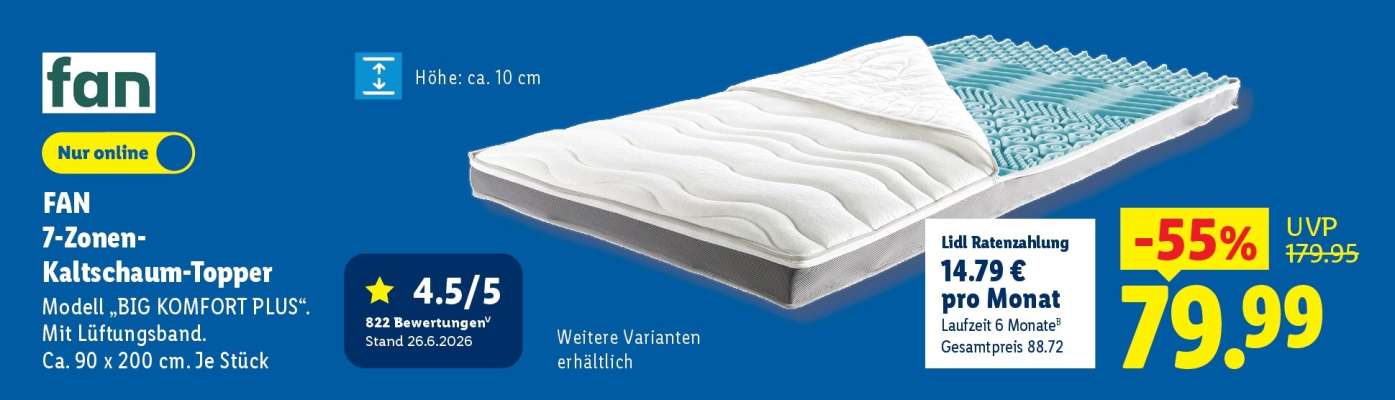 fan 7-Zonen-Kaltschaum-Topper
