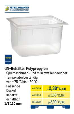 GN-Behälter Polypropylen