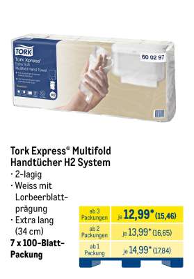 Tork Express® Multifold Handtücher H2 System