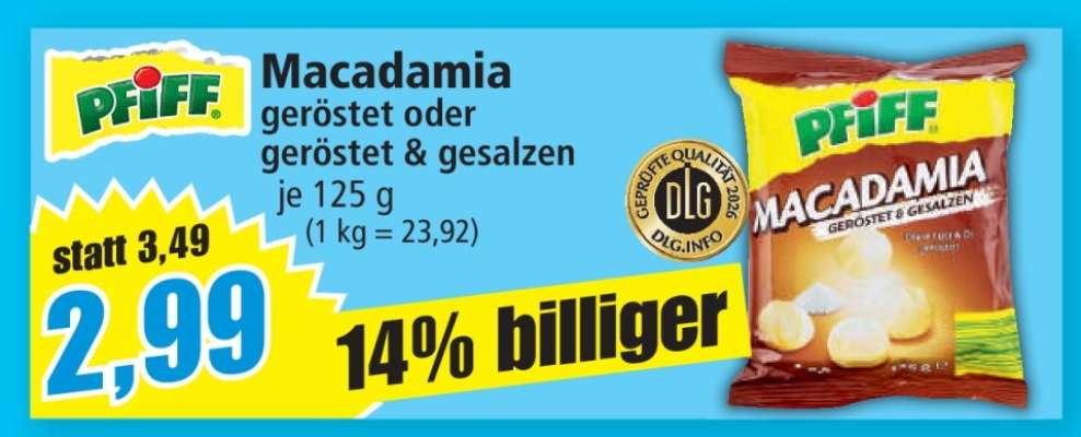 Macadamia geröstet oder geröstet & gesalzen