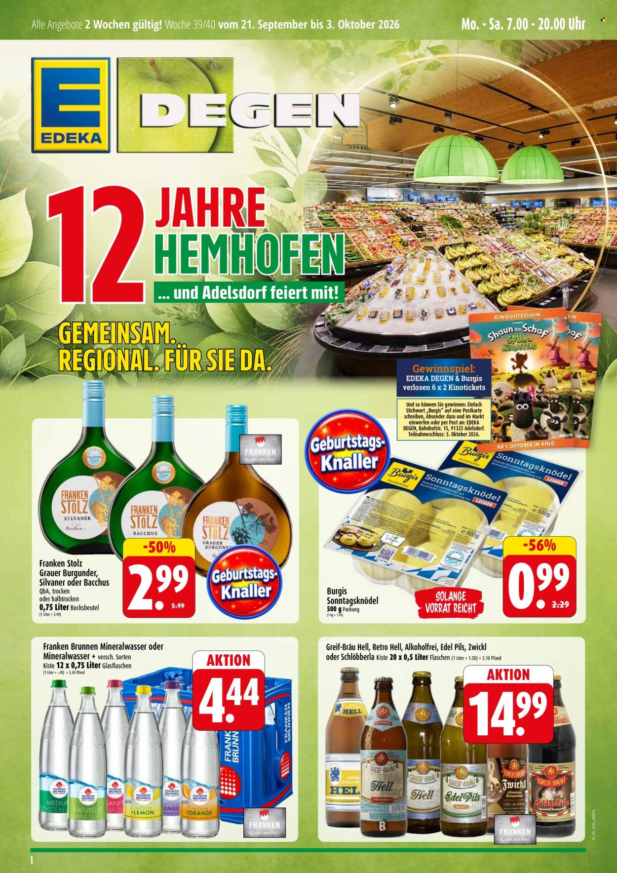 Edeka Prospekte  - 28.9.2026 - 2.10.2026. Seite 1