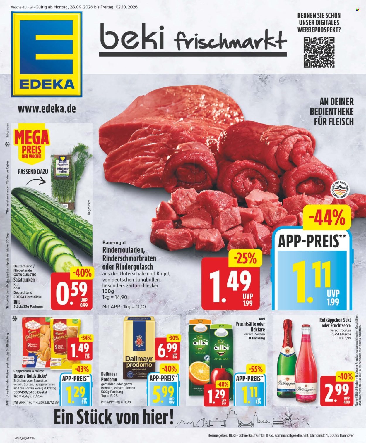 Edeka Prospekte  - 28.9.2026 - 2.10.2026. Seite 1