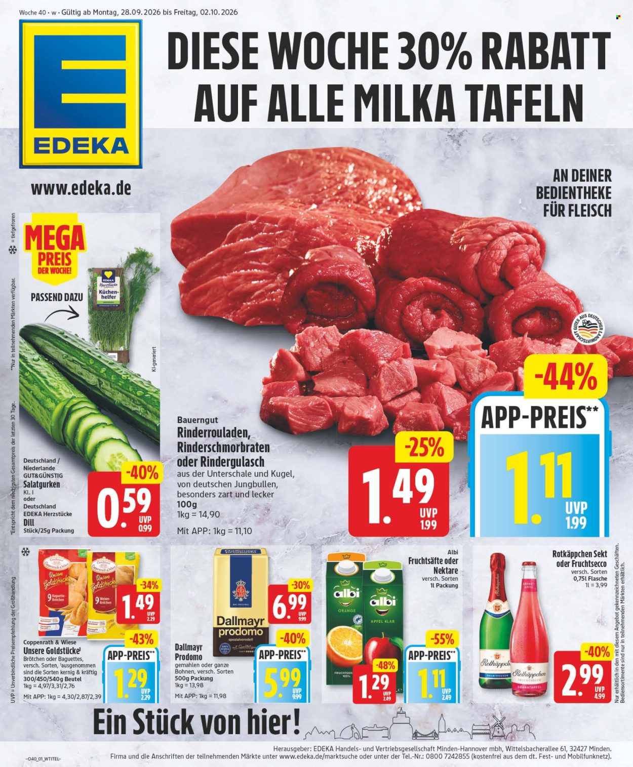 Edeka Prospekte  - 28.9.2026 - 2.10.2026. Seite 1