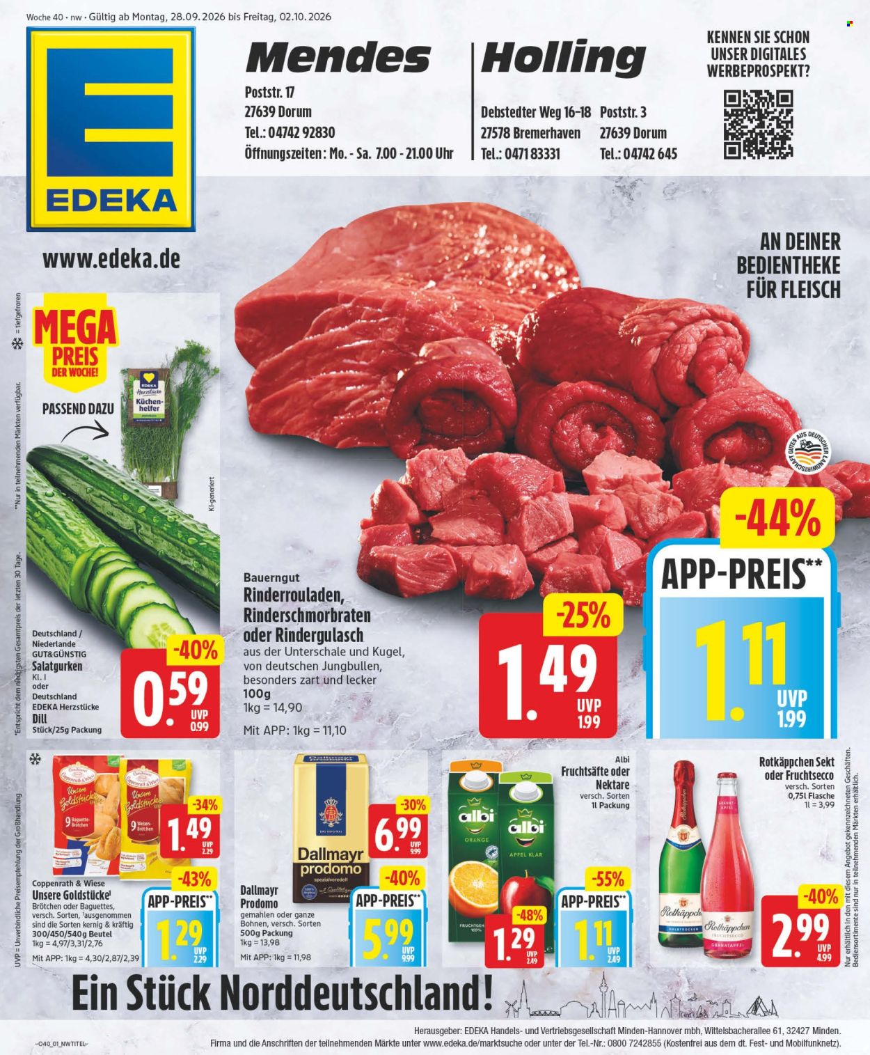 Edeka Prospekte  - 28.9.2026 - 2.10.2026. Seite 1