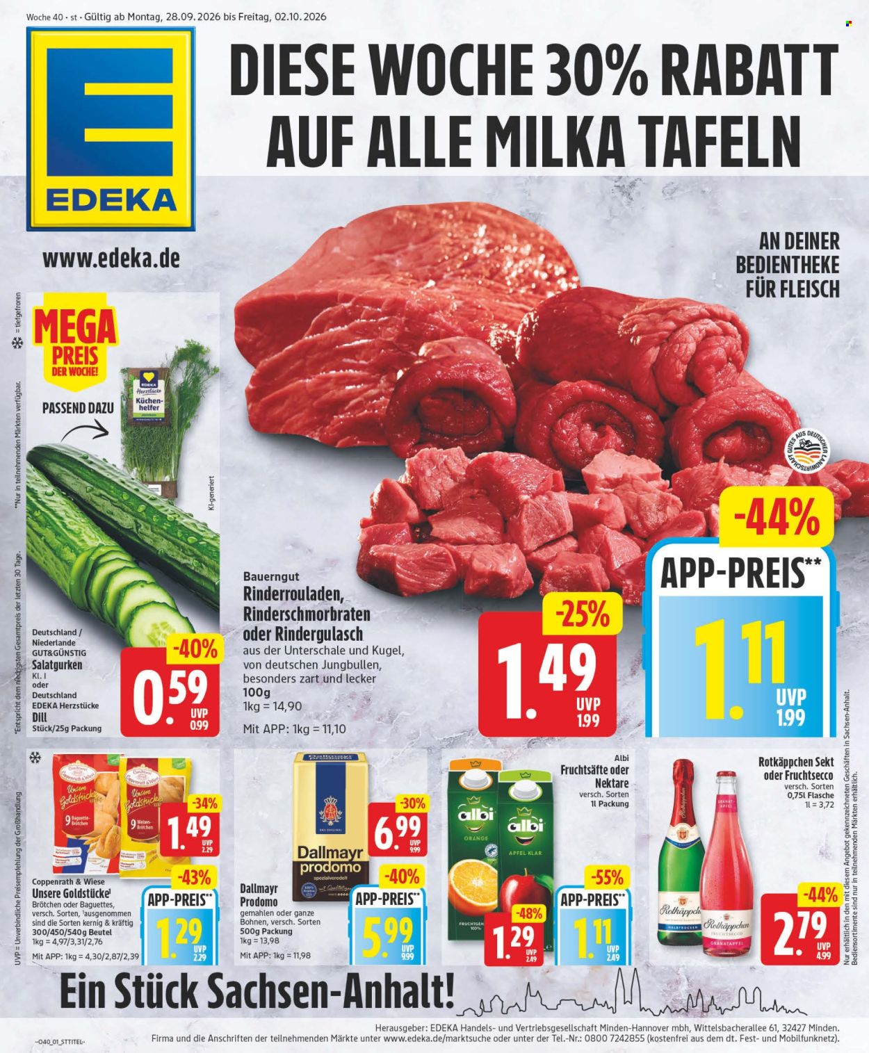 Edeka Prospekte  - 28.9.2026 - 2.10.2026. Seite 1