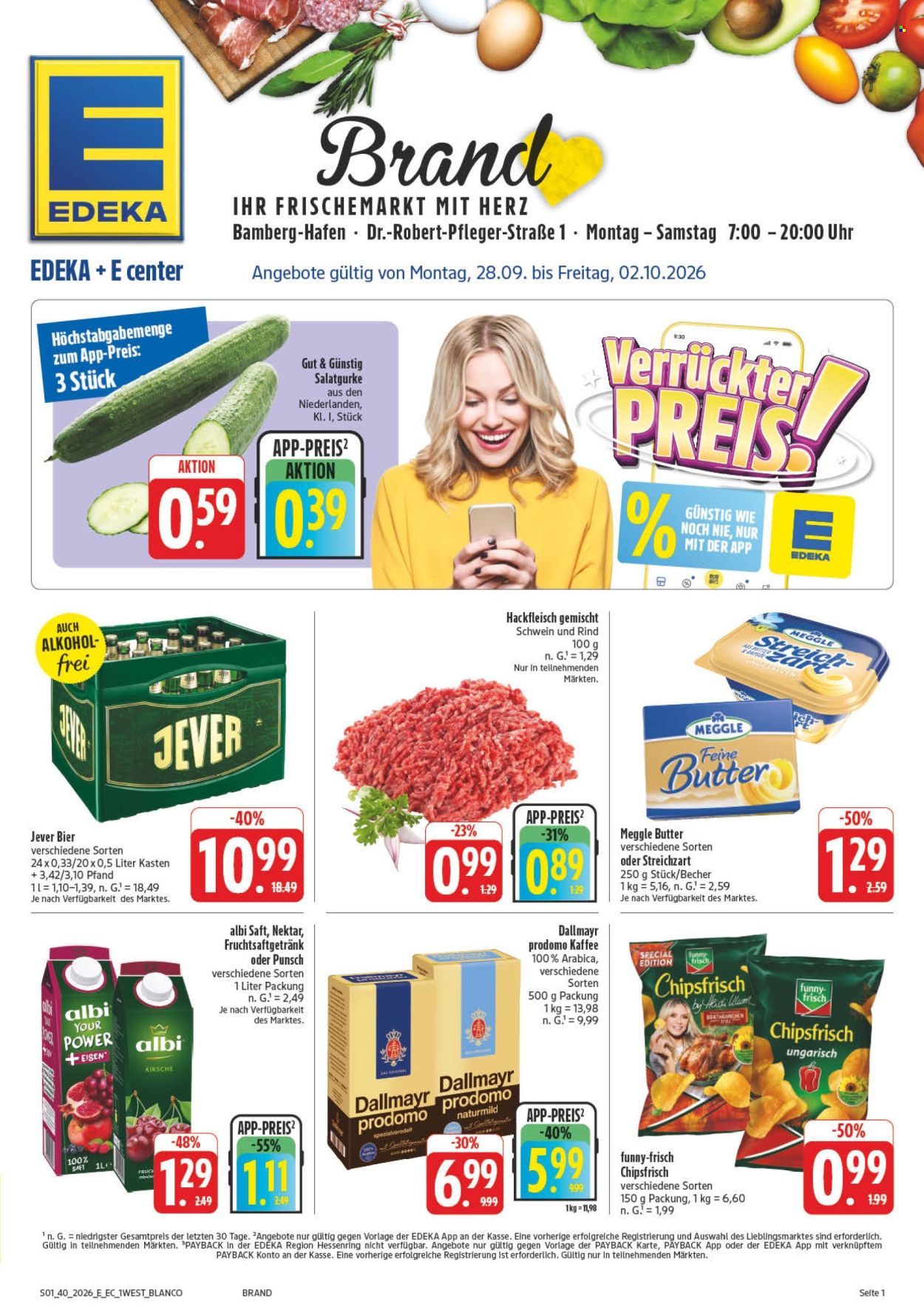 E center Prospekte  - 28.9.2026 - 2.10.2026. Seite 1