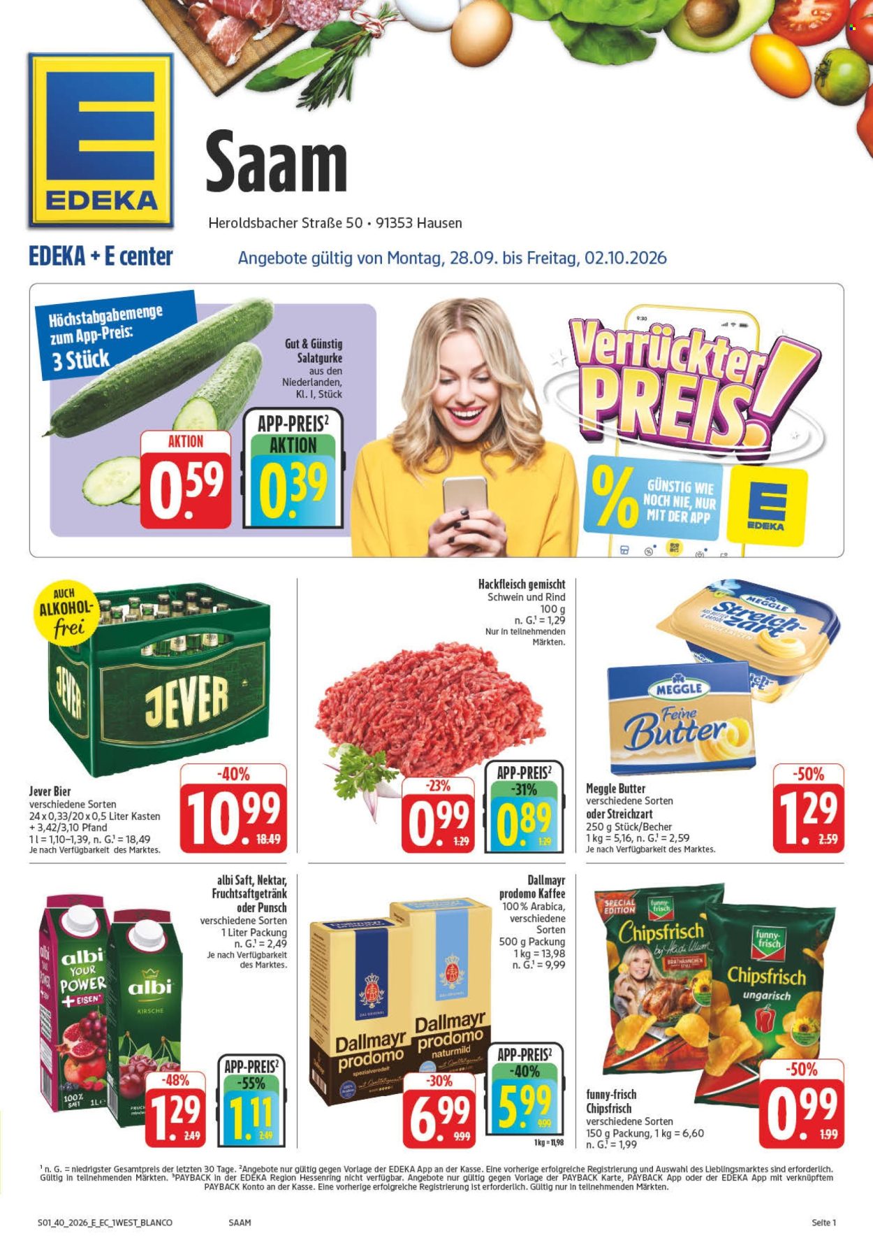 Edeka Prospekte  - 28.9.2026 - 2.10.2026. Seite 1