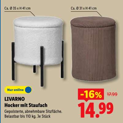 LIVARNO Hocker mit Staufach