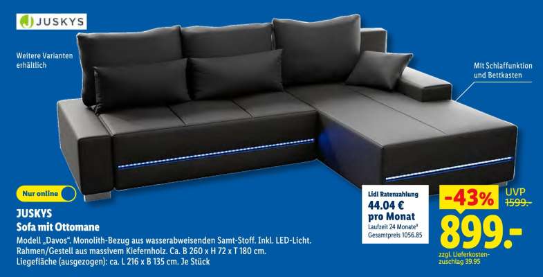 Sofa mit Ottomane