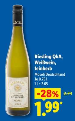 Riesling QbA, Weißwein, feinherb