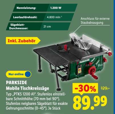 PARKSIDE Mobile Tischkreissäge