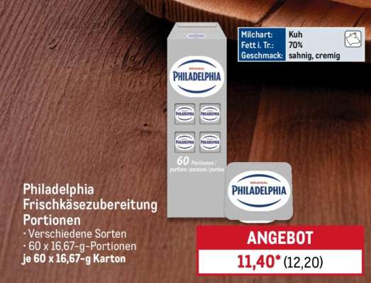 Philadelphia Frischkäsezubereitung Portionen